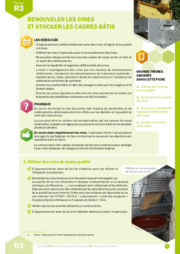 Renouveler les cires et stocker les cadres bâtis